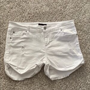 Celebrity Pink White Cotton Shorts Distressed Mid-Length
